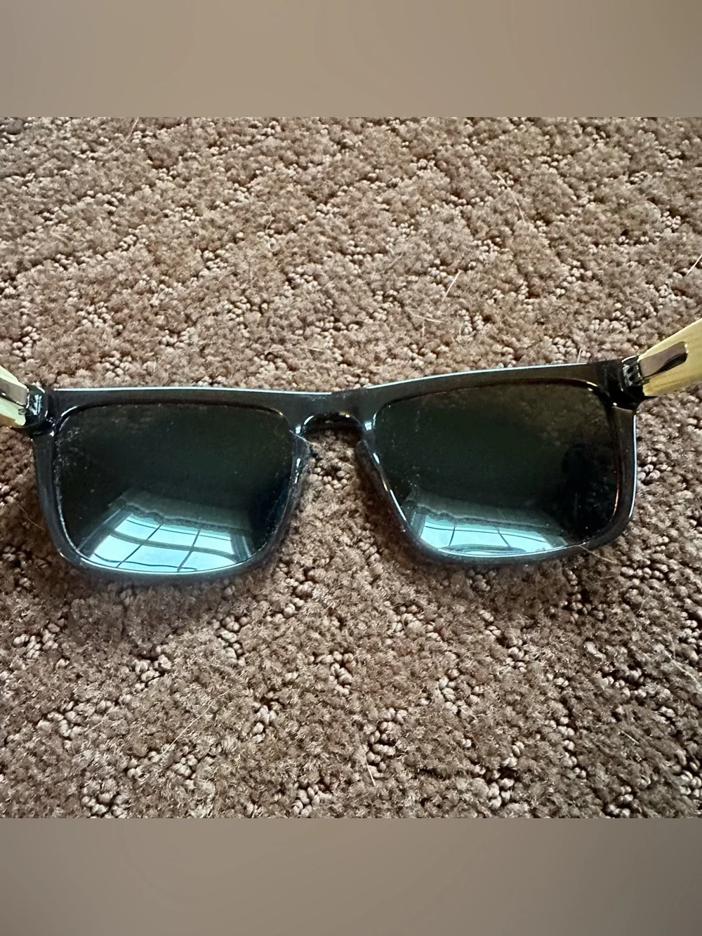 Pugs Gear Men Square Sunglasses Polarized Black Frame Bamboo
